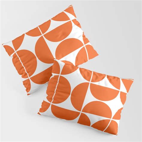 Mid Century Modern Geometric 04 Orange Pillow Sham By The Old Art