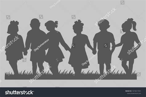 Silhouette Children Holding Hands Illustration Stock Vector (Royalty Free) 1073617451 | Shutterstock