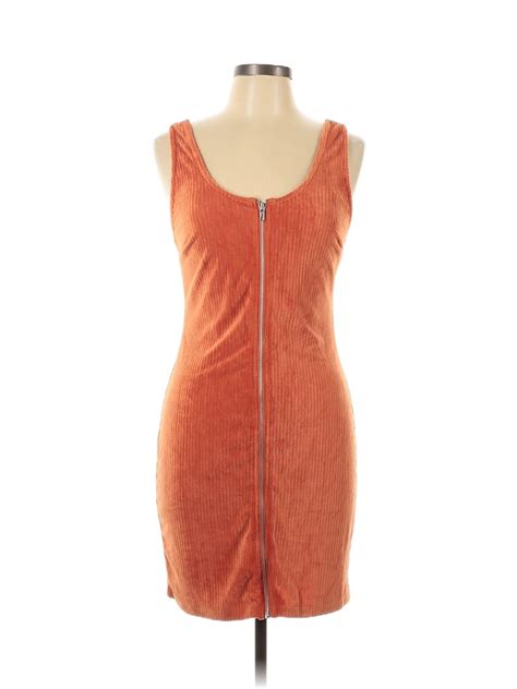 No Boundaries Solid Colored Orange Casual Dress Size L 52 Off Thredup