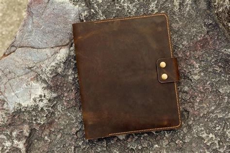 Vintage Style Distressed Leather Ring Binder Organizer Leather