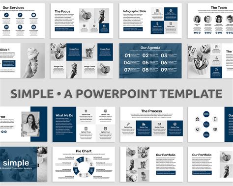 Moderne Powerpoint Präsentationsvorlage Navy Dunkelblau Clean Etsy de