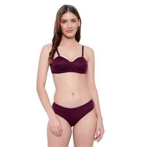 Women Half Coverage Soft Padded Wine Lingerie Set At Piece Lingerie Set In New Delhi