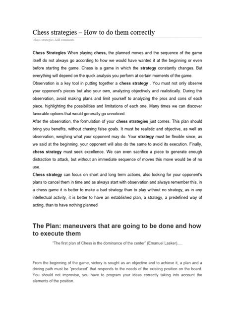 Chess Strategies | PDF | Chess Openings | Chess