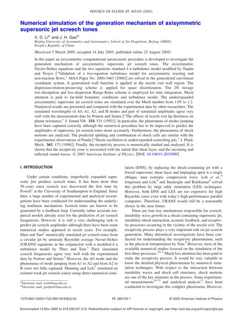 PDF Numerical Simulation Of The Generation Mechanism Of Axisymmetric