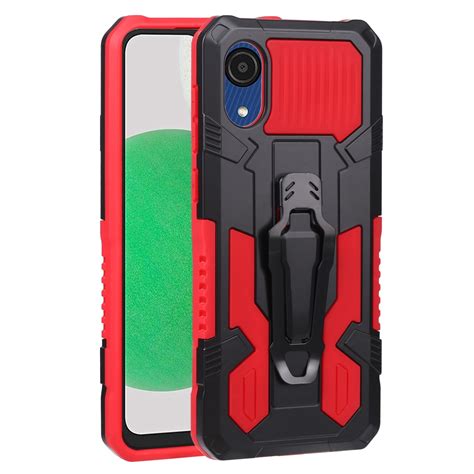 For Samsung Galaxy A03 Core Armor Warrior Shockproof Pc Tpu Phone Case Red