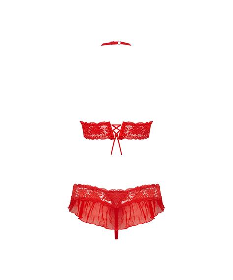 Obsessive Red Two Piece Lingerie Set With Frills SEXYSTYLE Eu