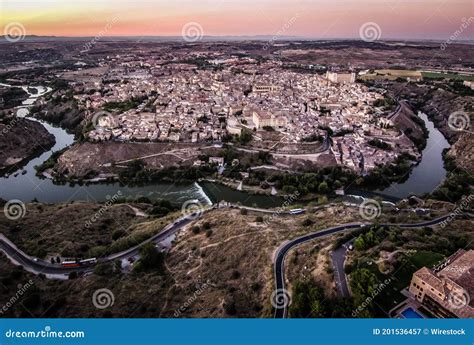 Aerial View Of The Cityscape Of Toledo Spain At Sunset Stock Image