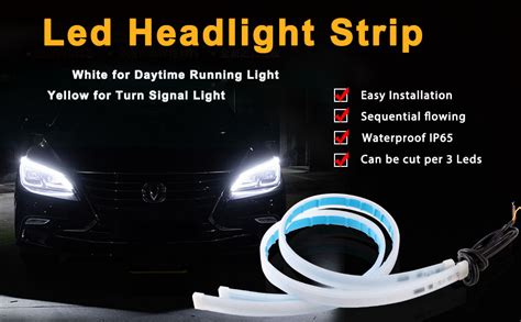 Selifaur 2pcs 24inch Ultrafine Waterproof Car Drl Led Daytime Running Lights White Turn Signal