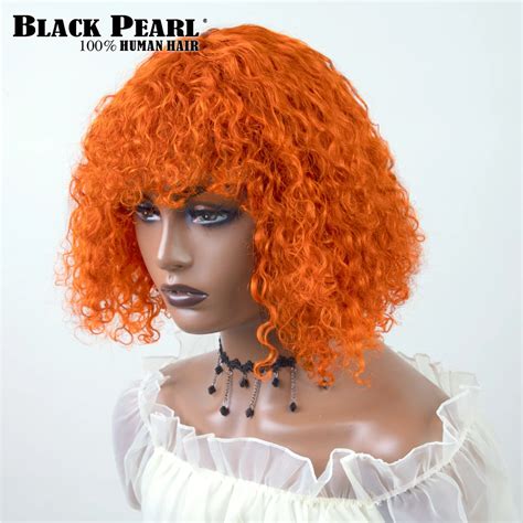 Ginger Orange Wig Jerry Curly Short Pixie Bob Cut Human Hair Wigs With