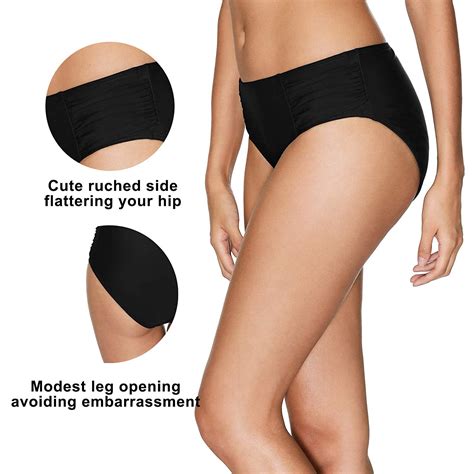 Beautyin Womens High Waisted Ruched Bikini Bottoms Solid Swim Briefs