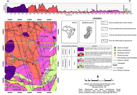 Perfil geológico geomorfológico A B orientação E W Download