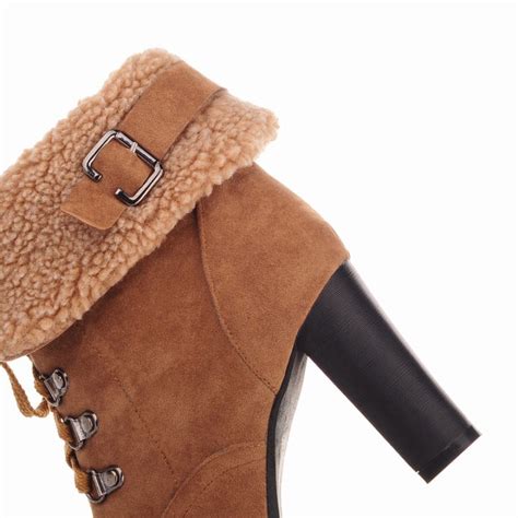 Heeled Fur Lined Lace Up Boot Top Tier Style