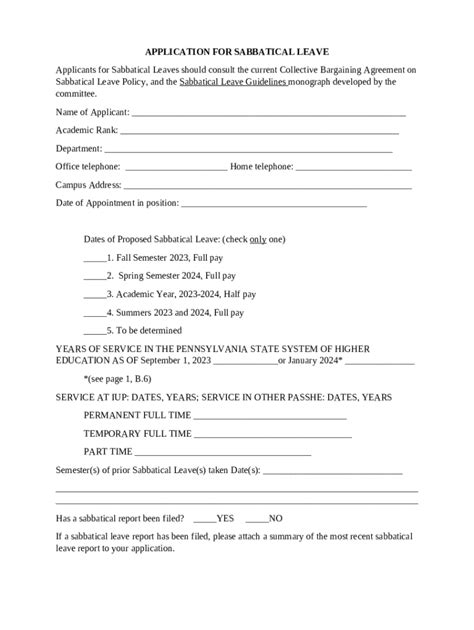 Application For Sabbatical Leave Doc Template Pdffiller