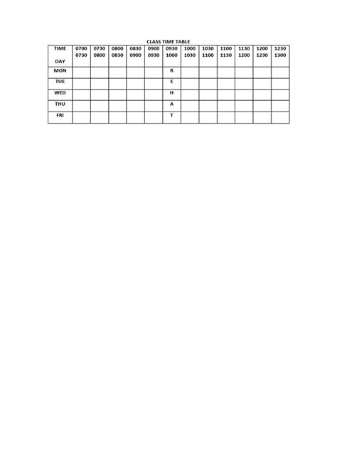 Class Time Table Example | PDF