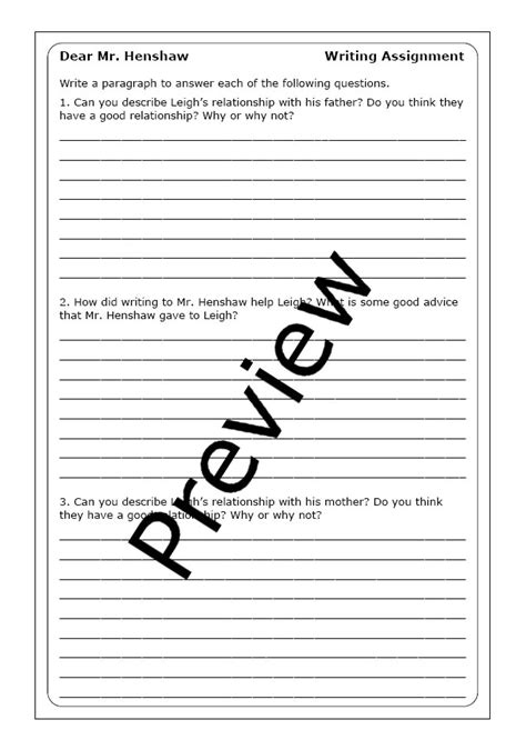 Beverly Cleary Dear Mr Henshaw Worksheets Made By Teachers