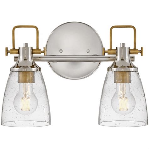 Hinkley 51272pn Easton Contemporary Polished Nickel And Heritage Brass Led 2 Light Bathroom