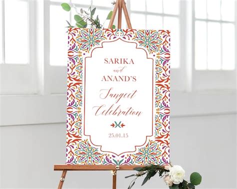 Printed Sangeet Sign Indian Wedding Sign Sangeet Welcome Sign