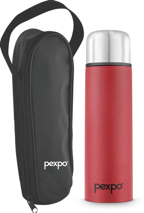 Pexpo Ml Hrs Hot Cold Thermosteel Vacuum Flask With Zipper Bag Flip Pro Ml Flask