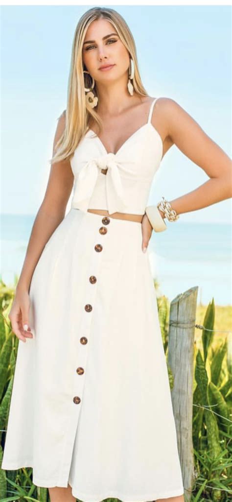 Pin De Beth Luc Em Look Branco Whites Vestidos Estilosos Vestidos