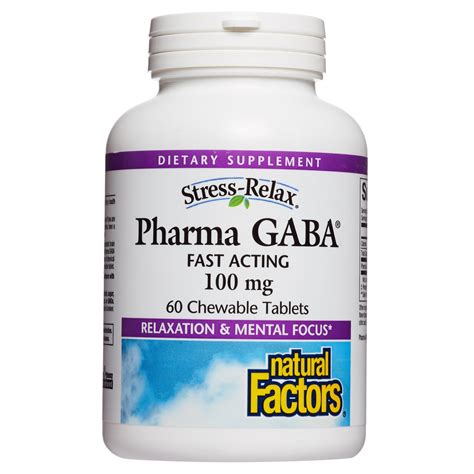 Natural Factors Stress Relax Pharma Gaba Fast Acting 60 Chewable