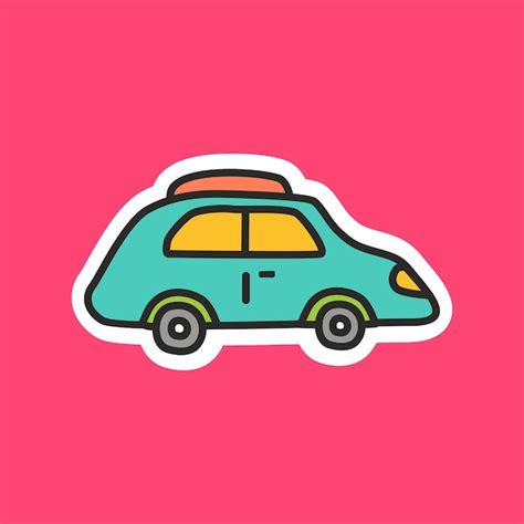 Premium Vector | Cute cartoon car sticker. cartoon sticker car ...