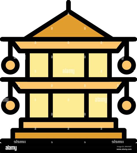 Tibet Temple Icon Outline Vector Culture Landmark City Travel Color