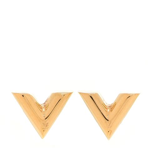 LOUIS VUITTON Brass Essential V Stud Earrings Gold 1072173 | FASHIONPHILE