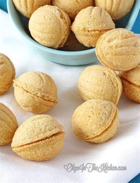 Walnut Shaped Cookies With Dulce De Leche Filling Oreshki Olga In