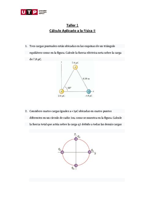 Taller 1 CAF2 CALCULO APLICADO A LA FISICA 2 Taller 1 Cálculo