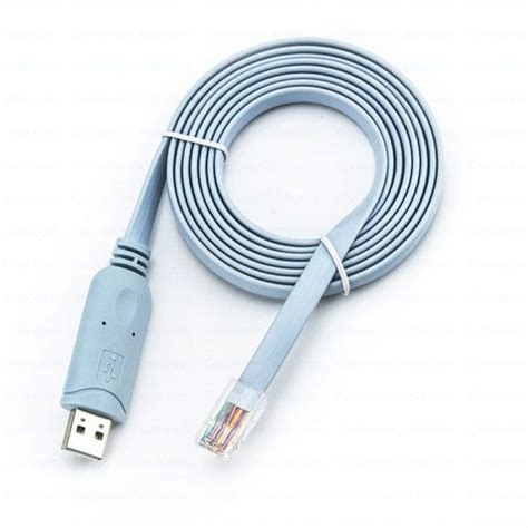 Quality 1 8m Blue Color FTDI Flat Type USB To RJ45 Console Cable