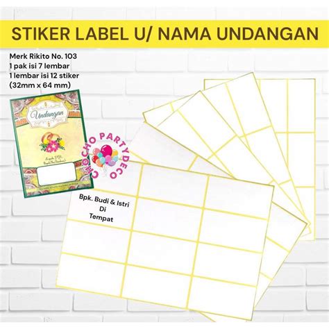 Jual Stiker Nama Undangan Khitan Nikah Sticker Label Undangan No 103