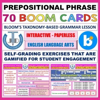 PREPOSITIONAL PHRASE 70 BOOM CARDS By JOHN DSOUZA TpT