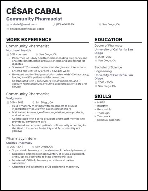 Pharmacist Resume Examples That Worked In