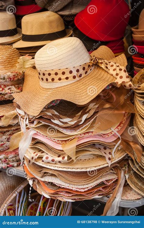 Pile Hats Stacked On The Market Stock Photo Image Of Style Multiple