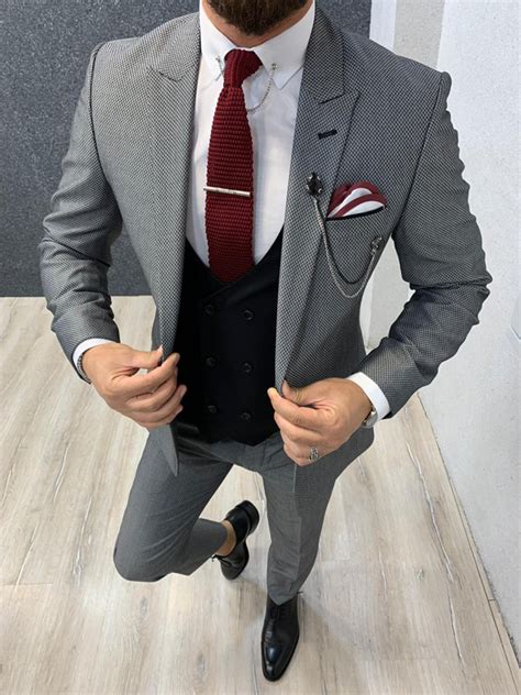 Buy Gray Slim Fit Birds Eye Wool Suit By Gentwith Free Shipping