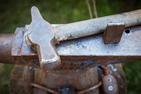 Worn Iron Anvil And Hammer Stock Photo Image Of Handmade 64779758