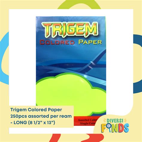 Trigem Brand 80gsm Thick Advance Colored Paper 250 Sheets Asstd Colors