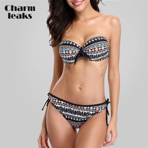 Charmleaks Women Bikini Set Vintage Floral Print Swimwear Swimsuit