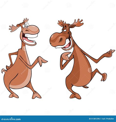 Cartoon Characters Two Moose Talk Stock Vector Image 51381296