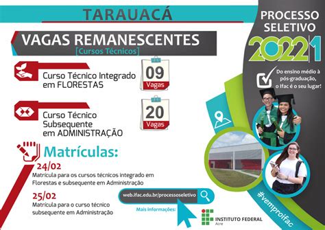 Campus Tarauacá oferta vagas para cursos em Florestas e Administração