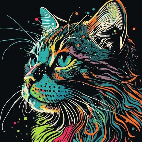 Premium Vector Vector Colorful Cat In Pop Art Style