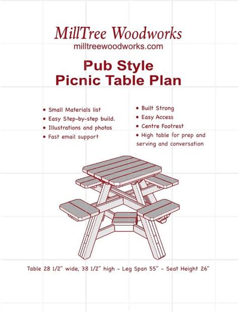 Pub Style Picnic Table Woodworking Plan Picnic Table Plans Picnic