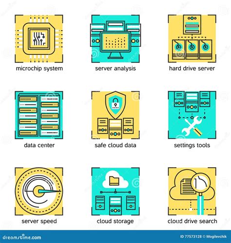 Datacenter Linear Compositions Vector Illustration Cartoondealer