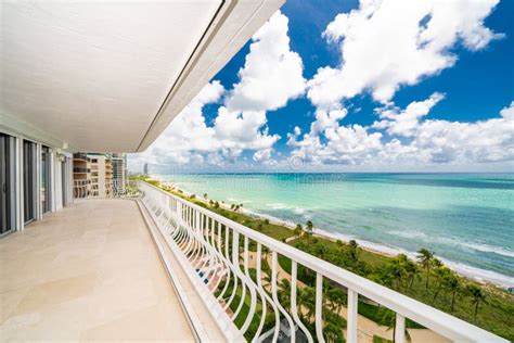 Condominium Balcony with Ocean View Miami Beach Stock Photo - Image of ...