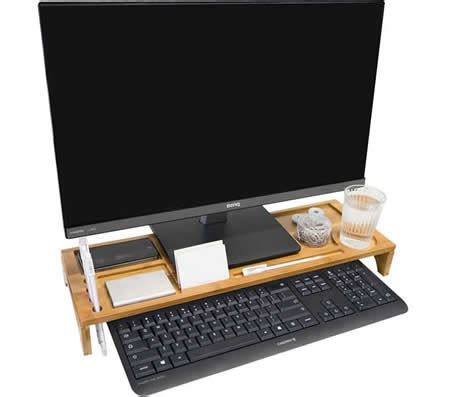 Bamboo Wood Computer Monitor Stand Riser Feelgift