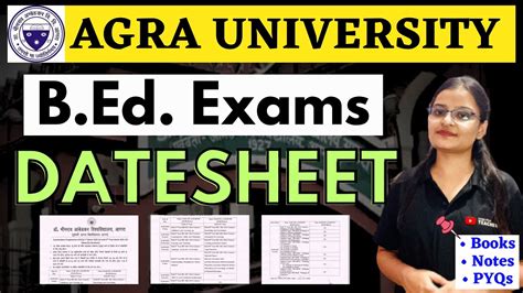 AGRA UNIVERSITY DBRAU B ED EXAMS DATE SHEET 2023 EXAMS 1st 2nd