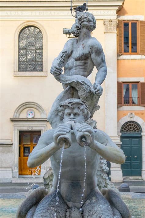 Fontana Del Moro In Piazza Navona Rome Stock Image Image Of Bernini