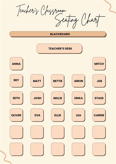 Generic Classroom Seating Chart In Illustrator Pdf Download