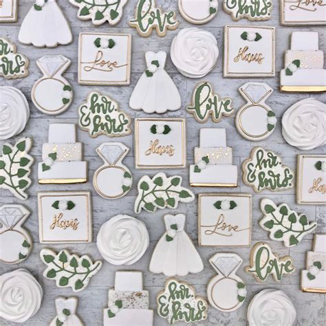 Wedding Bridal Shower Shortbread Cookies With Royal Icing Etsy