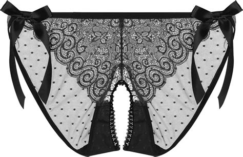 Yizyif Men Lace Thong Underwear Low Waist Sissy Panties Mesh Tie Side Bowknot Bikini G String